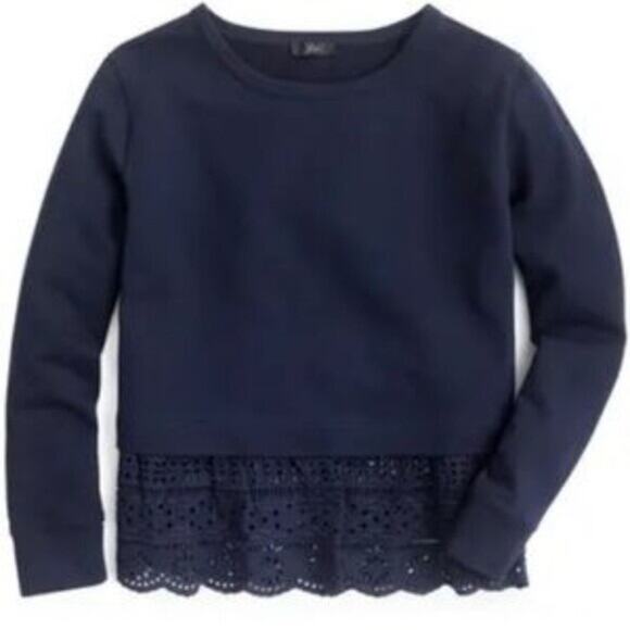 J. Crew Eyelet Hem Sweatshirt, S - Picture 1 of 7